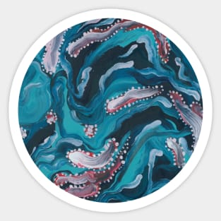 Feathers Fibrils and the Sea III (circle) Sticker